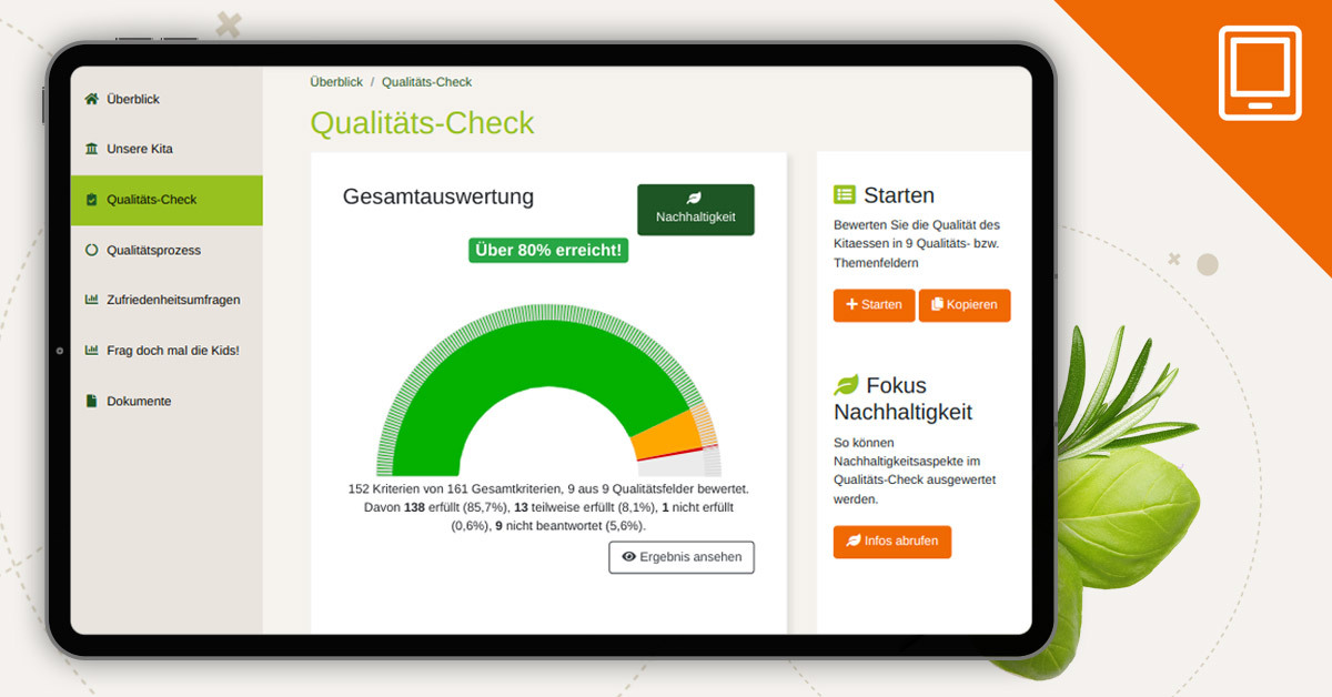 Blick auf die Auswertung der Qualitätsmessung